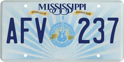 MS license plate AFV237
