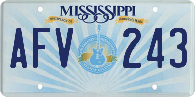 MS license plate AFV243