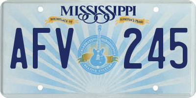 MS license plate AFV245