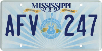 MS license plate AFV247