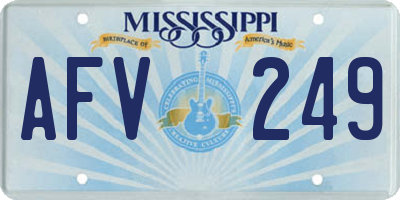 MS license plate AFV249