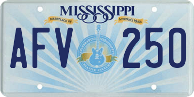 MS license plate AFV250
