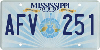 MS license plate AFV251