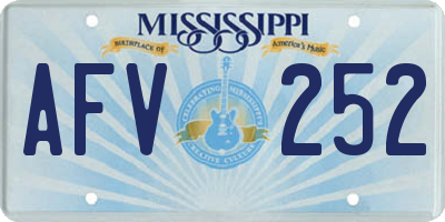 MS license plate AFV252