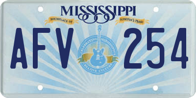 MS license plate AFV254