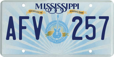 MS license plate AFV257