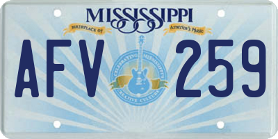 MS license plate AFV259