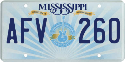 MS license plate AFV260