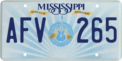 MS license plate AFV265