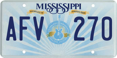 MS license plate AFV270