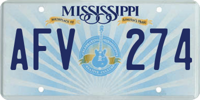 MS license plate AFV274