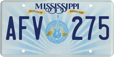 MS license plate AFV275