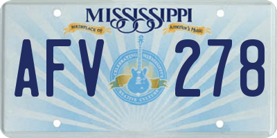 MS license plate AFV278