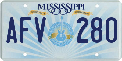 MS license plate AFV280