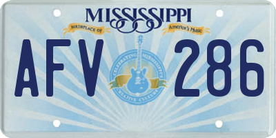 MS license plate AFV286