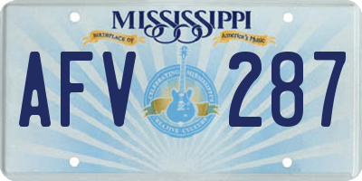 MS license plate AFV287