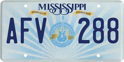 MS license plate AFV288