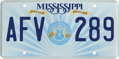 MS license plate AFV289