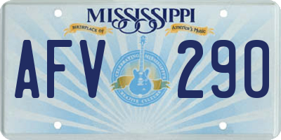 MS license plate AFV290