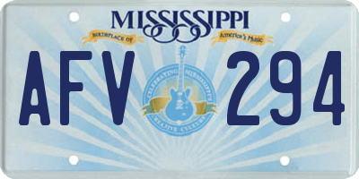 MS license plate AFV294