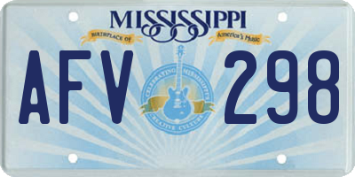 MS license plate AFV298
