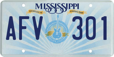 MS license plate AFV301