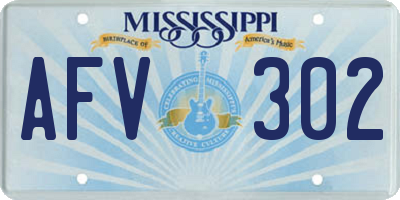 MS license plate AFV302