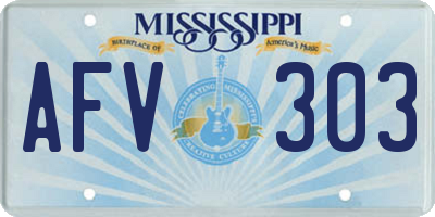 MS license plate AFV303