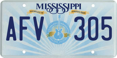 MS license plate AFV305
