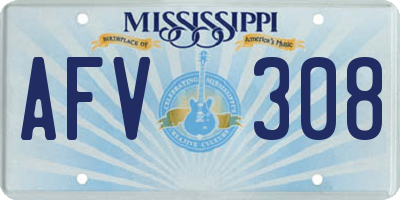 MS license plate AFV308