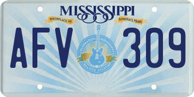 MS license plate AFV309