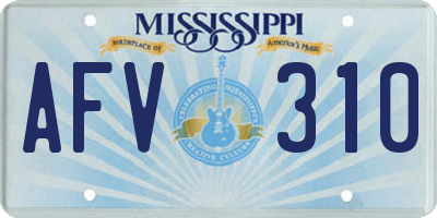MS license plate AFV310