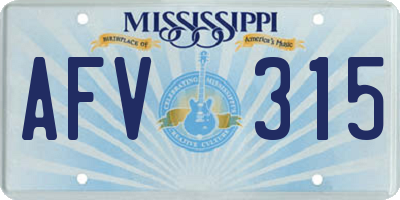 MS license plate AFV315