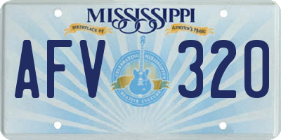 MS license plate AFV320