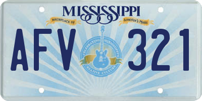 MS license plate AFV321