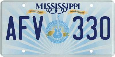 MS license plate AFV330