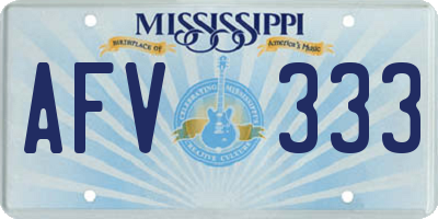 MS license plate AFV333