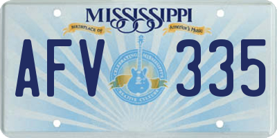 MS license plate AFV335