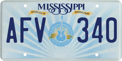 MS license plate AFV340