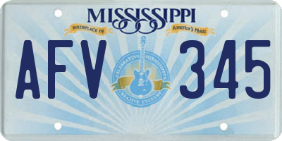 MS license plate AFV345