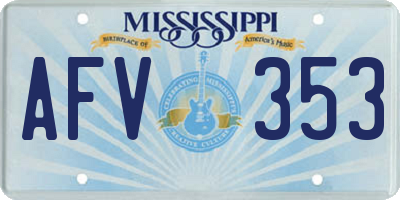 MS license plate AFV353