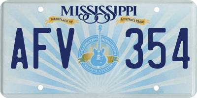 MS license plate AFV354