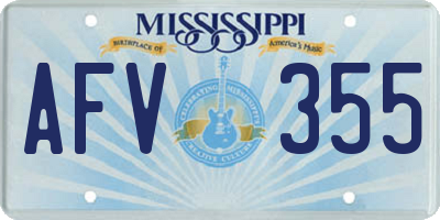 MS license plate AFV355