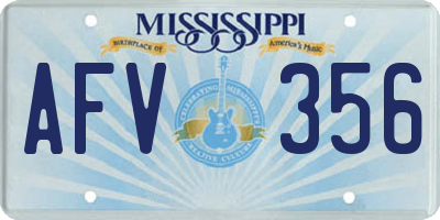 MS license plate AFV356