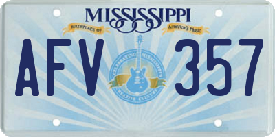 MS license plate AFV357