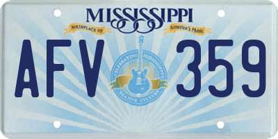 MS license plate AFV359