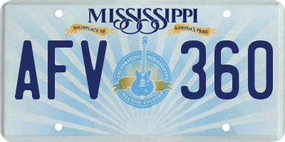 MS license plate AFV360