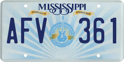 MS license plate AFV361