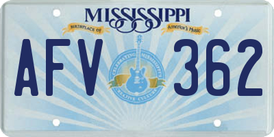 MS license plate AFV362