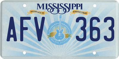 MS license plate AFV363